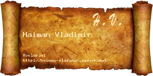 Haiman Vladimir névjegykártya